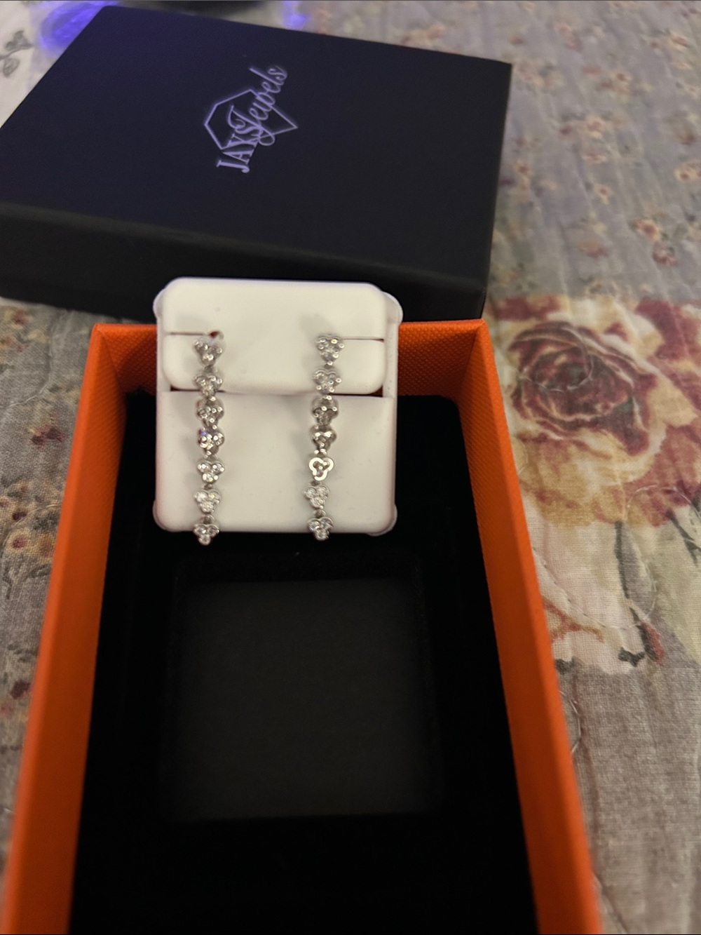 925 Silver Heart Line Drop Earrings with Moissainite 2.00 CTW